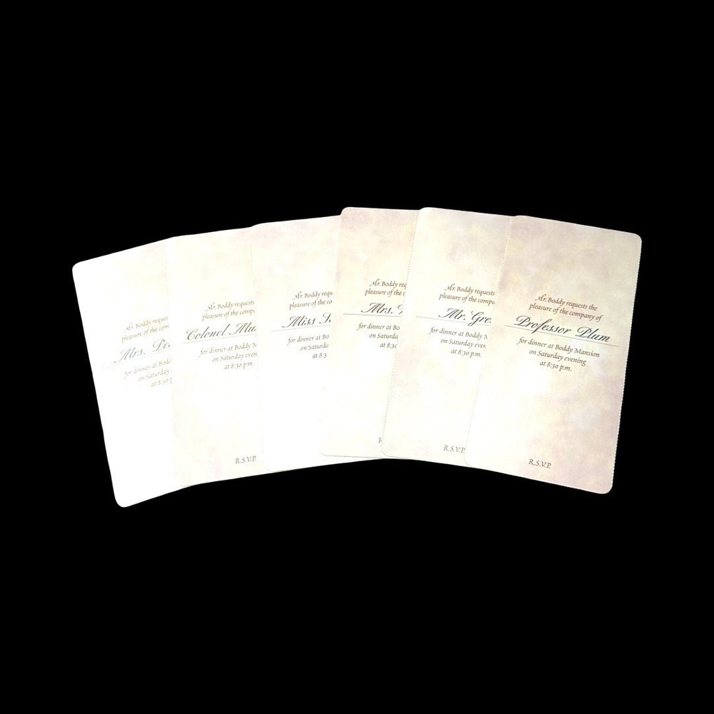 Clue 50th Anniversary RSVP Invitation Replacement Pieces Parts 1998 Lot Of 6